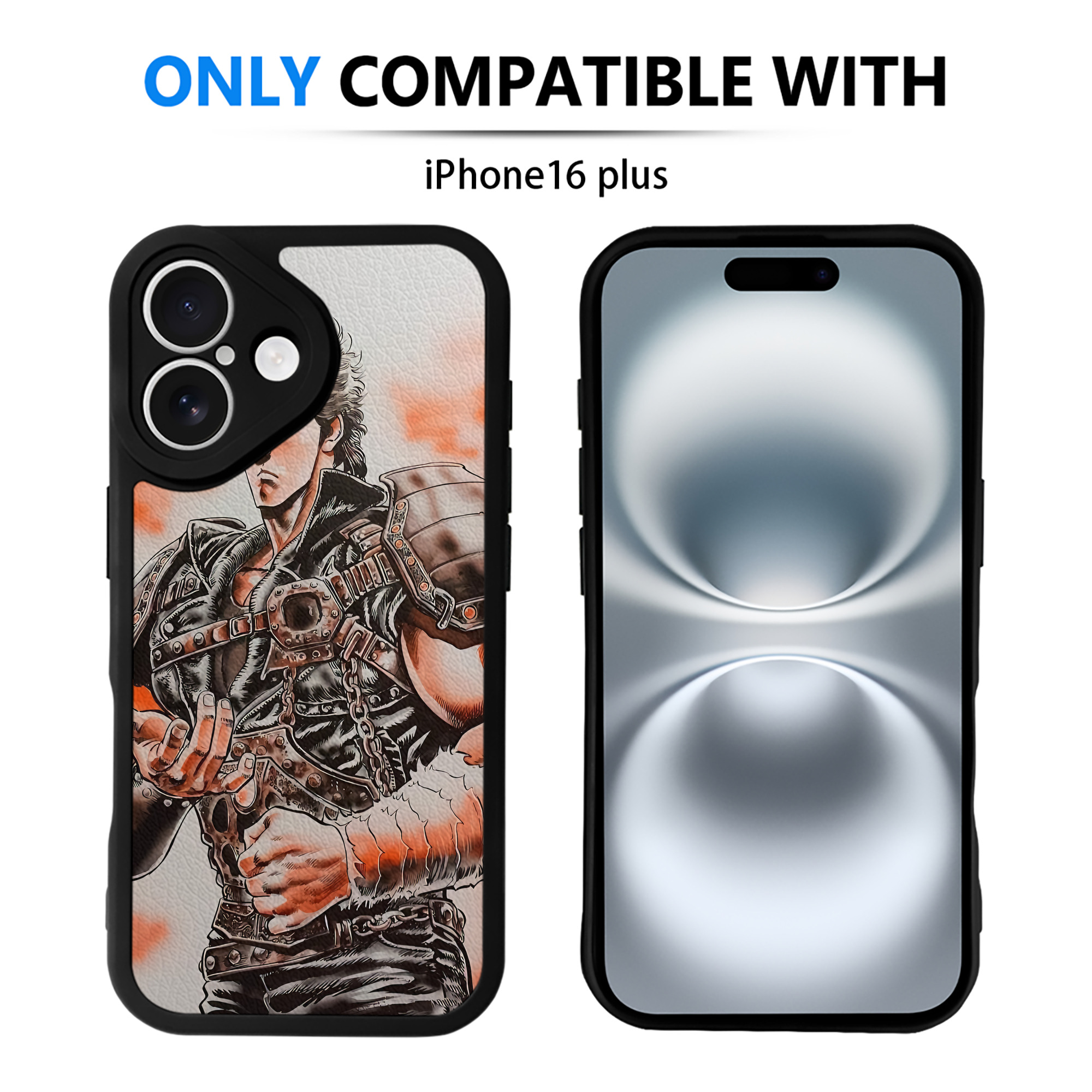 （画像用） 北斗の拳 Fist of the North Star 【iPhone 16シリーズ対応】シリコンスマホケース（レザー調） 材質：シリコン